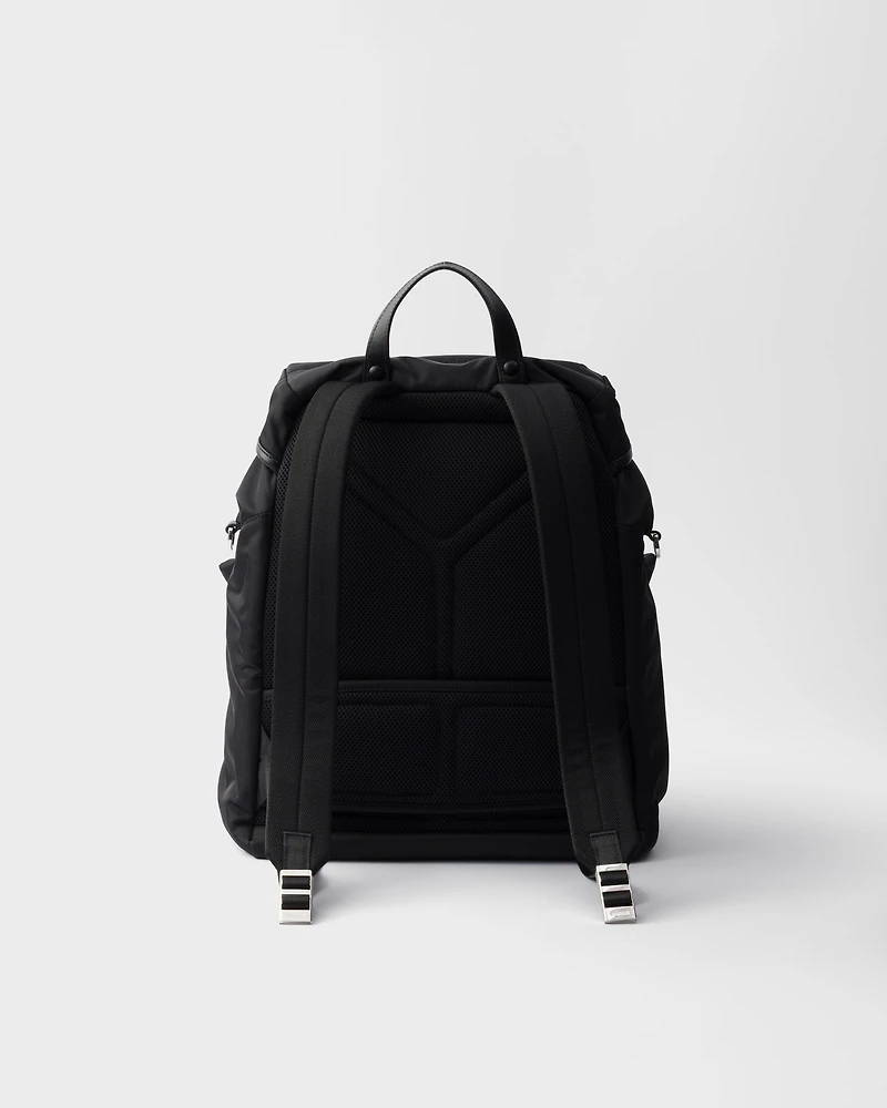 Re-Nylon and leather backpack