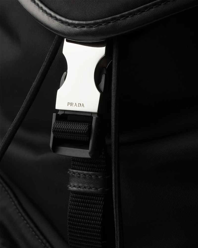 Re-Nylon and leather backpack