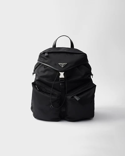 Re-Nylon and leather backpack