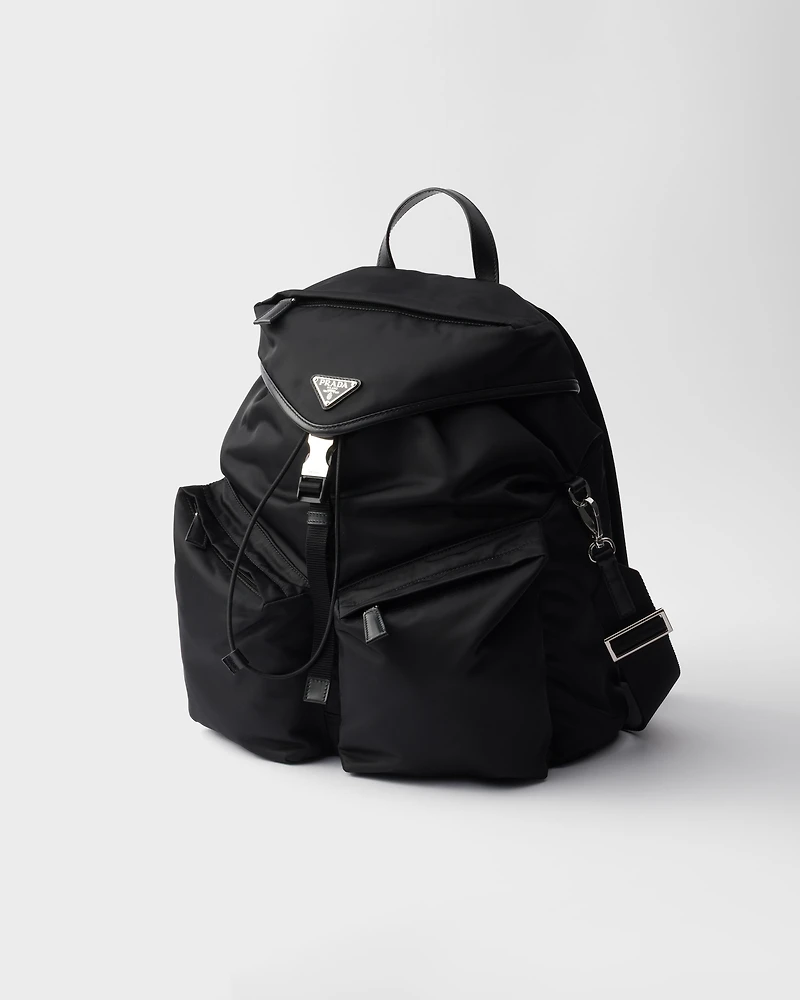 Re-Nylon and leather backpack