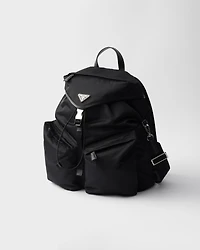 Re-Nylon and leather backpack