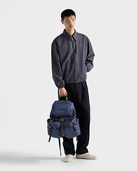 Re-Nylon and leather backpack