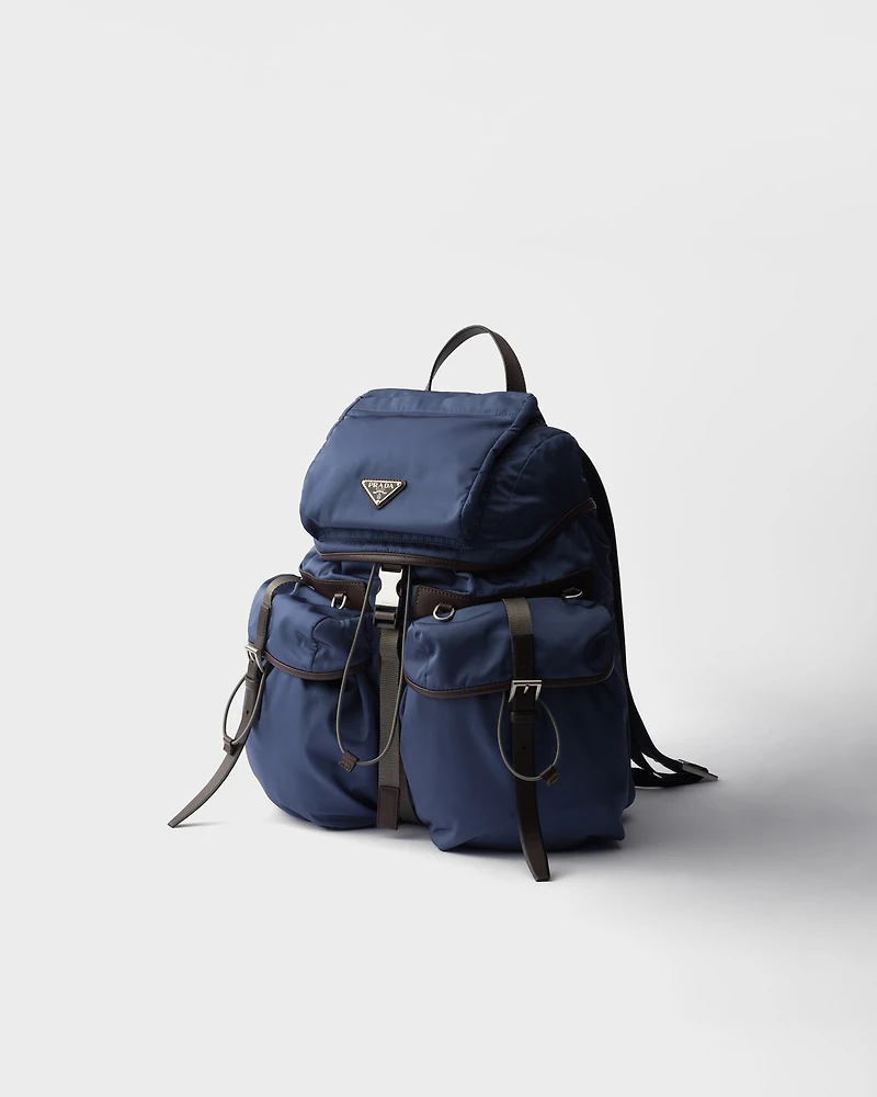 Re-Nylon and leather backpack