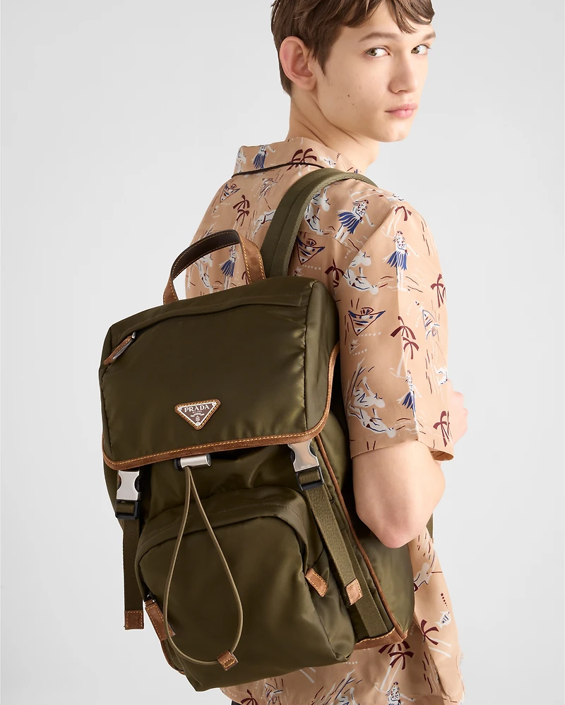 Re-Nylon and suede backpack