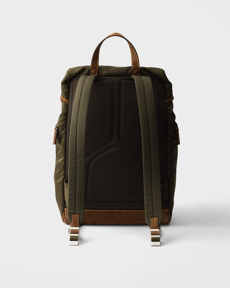 Re-Nylon and suede backpack