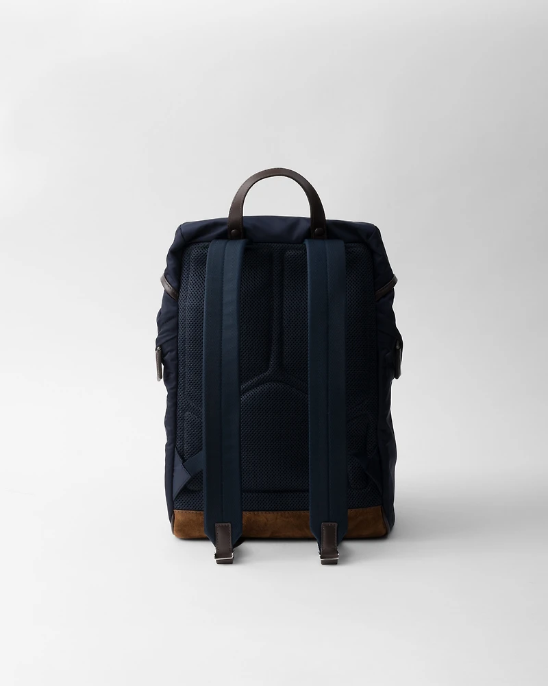Re-Nylon and leather backpack