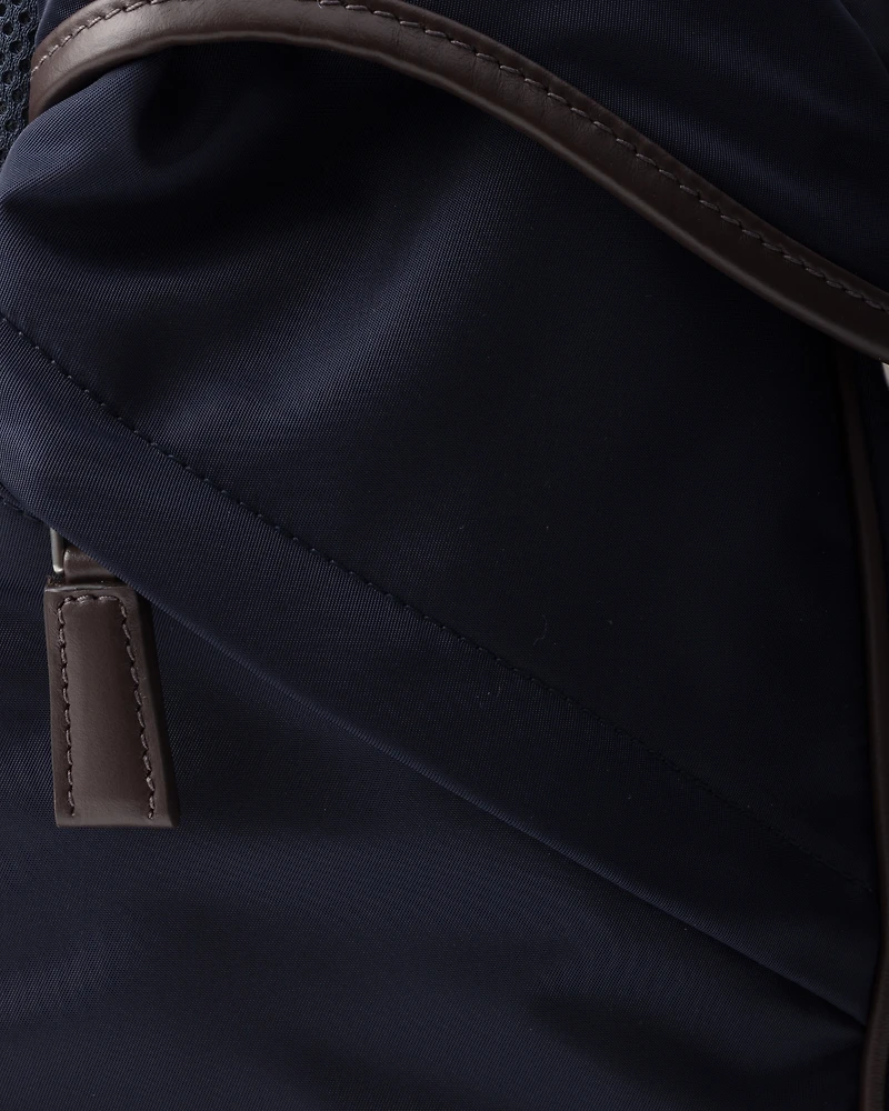 Re-Nylon and leather backpack