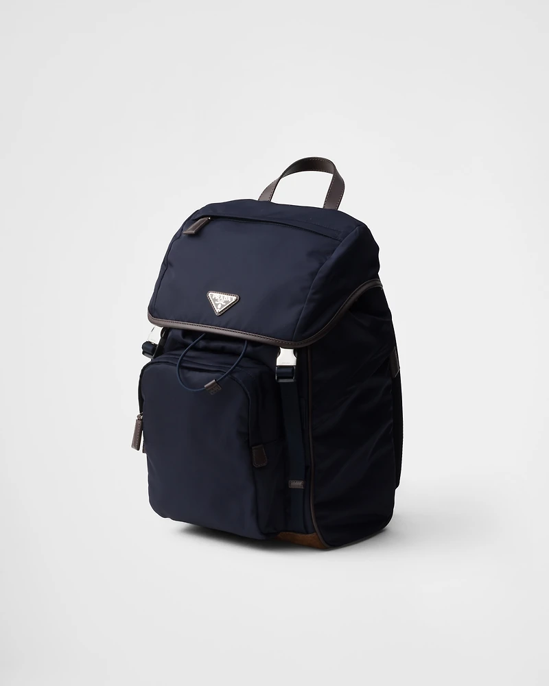 Re-Nylon and leather backpack