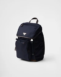 Re-Nylon and leather backpack