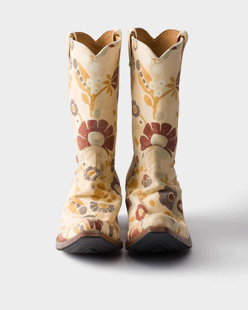 Printed fabric boots