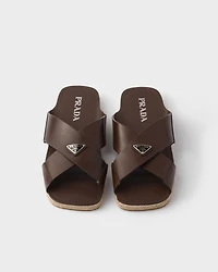Crisscross leather slides