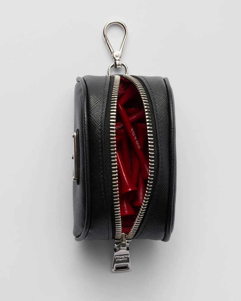 Saffiano leather golf tee case