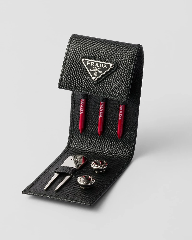 Saffiano leather golf tee case