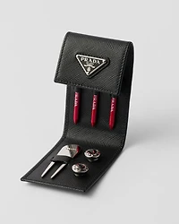 Saffiano leather golf tee case