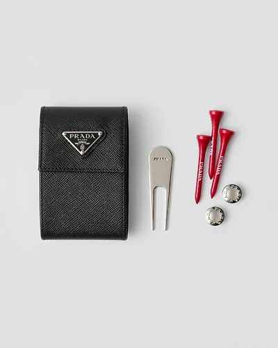 Saffiano leather golf tee case