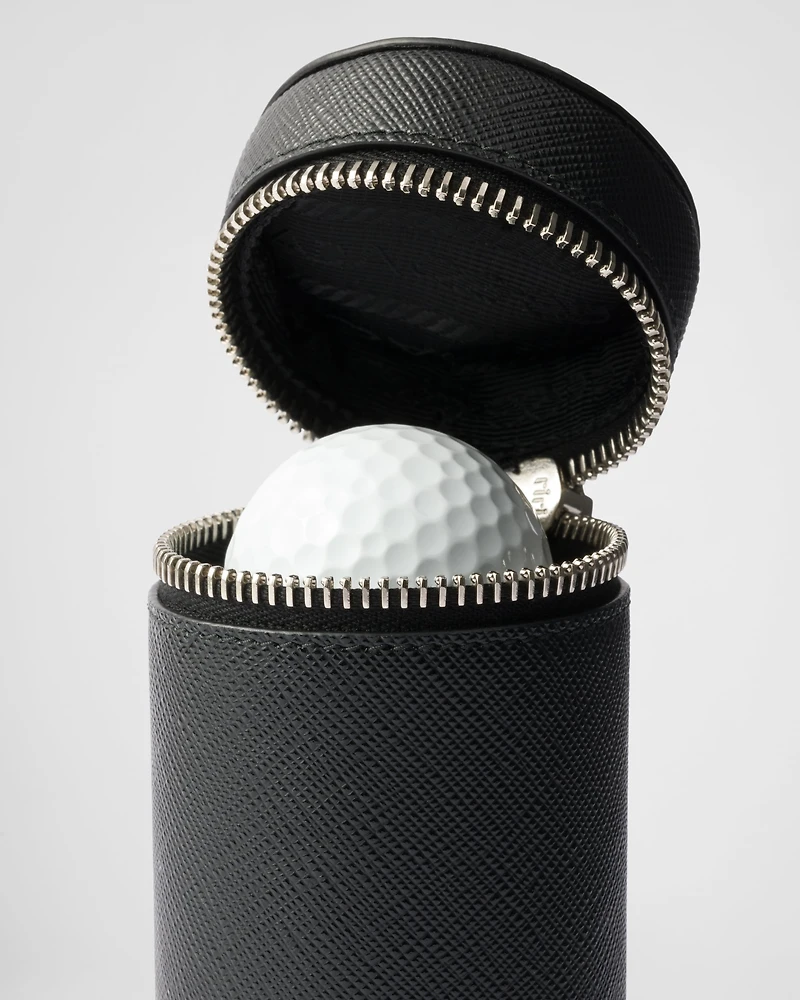Saffiano leather golf ball case