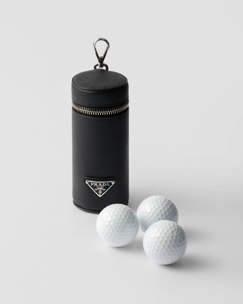 Saffiano leather golf ball case