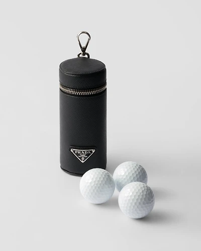 Saffiano leather golf ball case