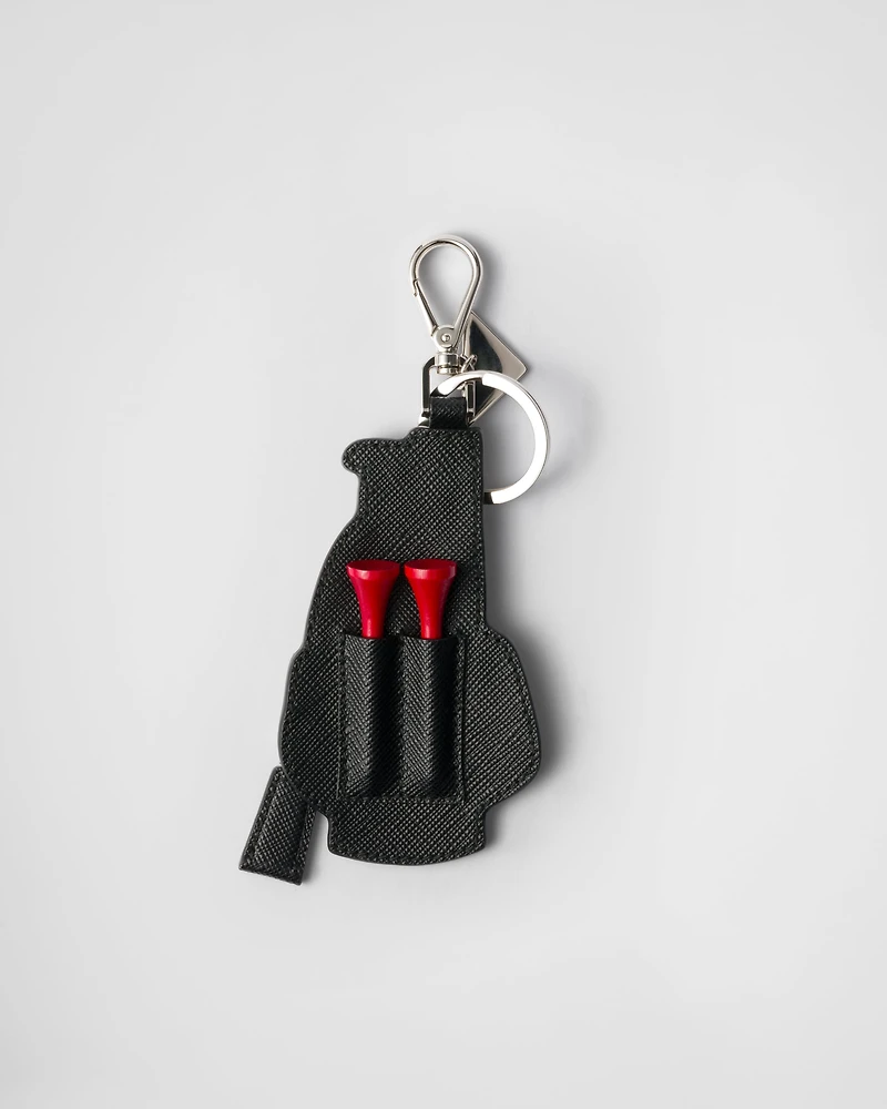 Saffiano leather golf tee bag charm