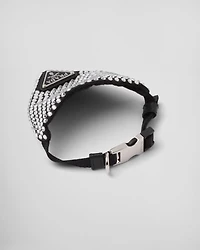Crystal-studded satin pet collar