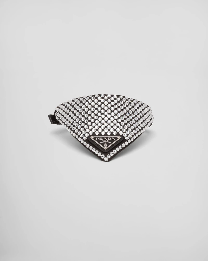 Crystal-studded satin pet collar