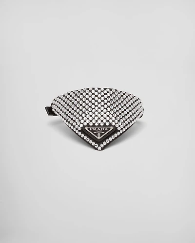 Crystal-studded satin pet collar