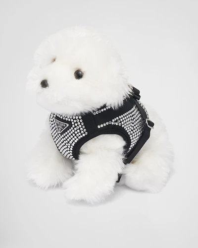 Crystal-studded satin dog harness