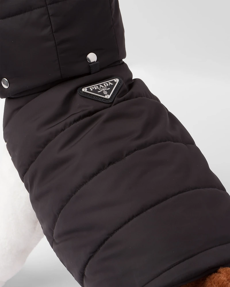 Re-Nylon puffer dog coat with hood