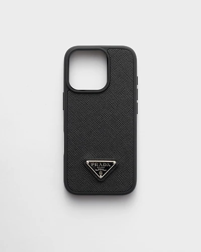 Saffiano leather case for iPhone 16 Pro