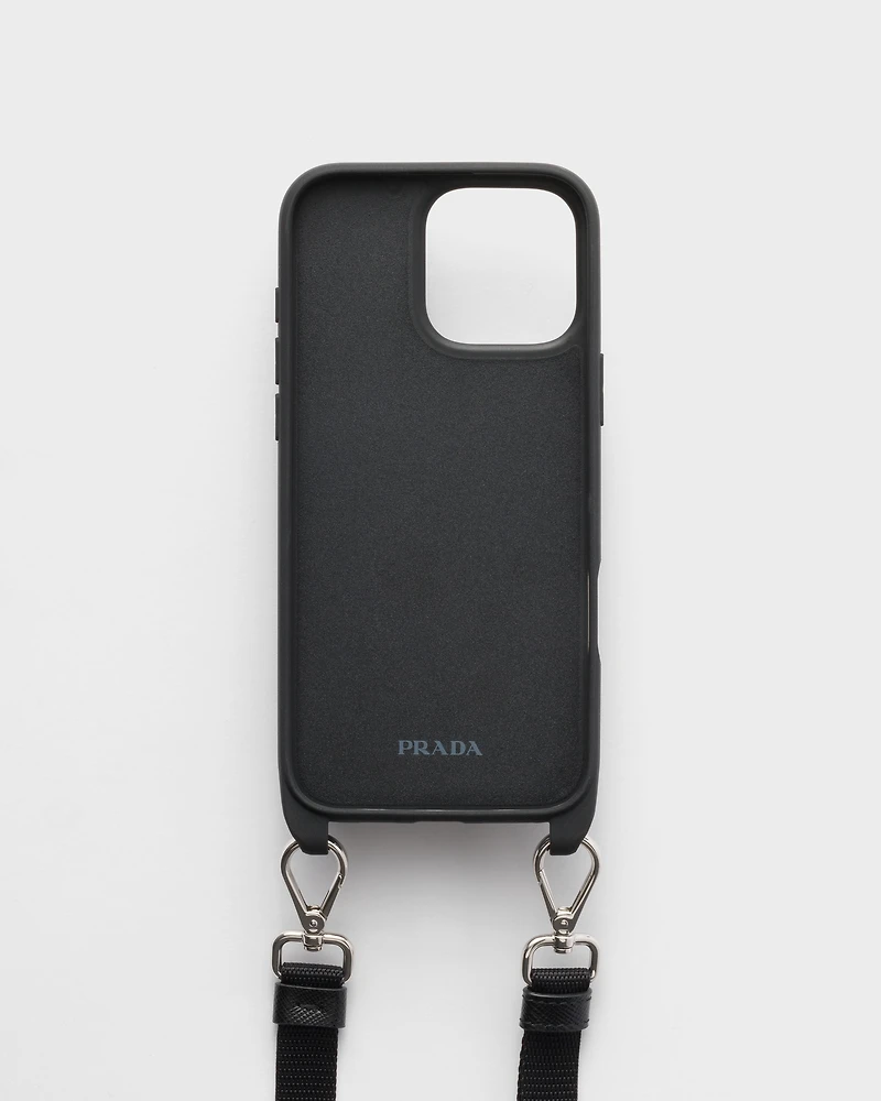 Saffiano leather case for iPhone 16 Pro Max