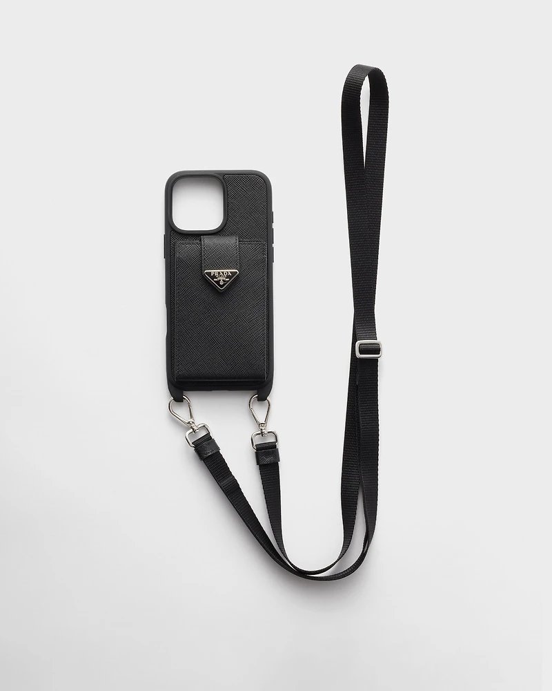 Saffiano leather case for iPhone 16 Pro Max