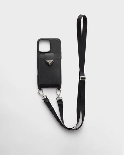 Saffiano leather case for iPhone 16 Pro Max