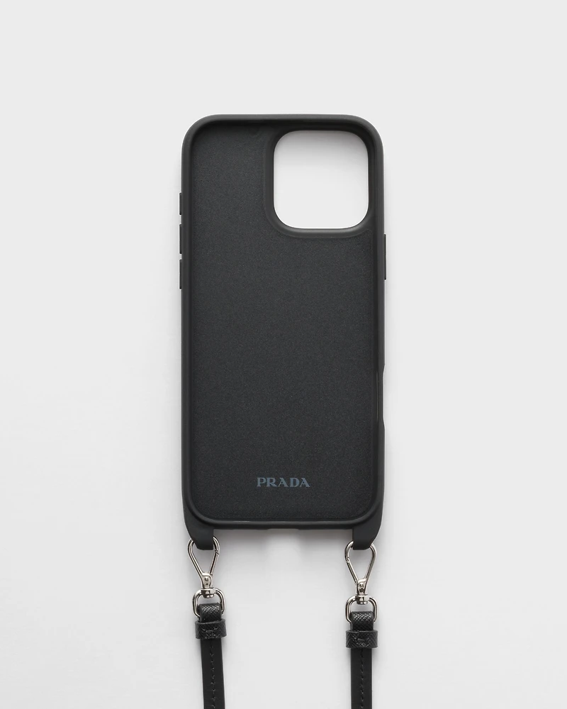 Saffiano leather case for iPhone 16 Pro Max