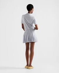 Pleated piqué miniskirt