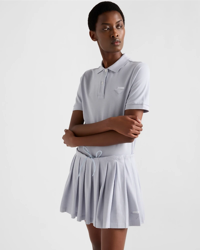 Pleated piqué miniskirt