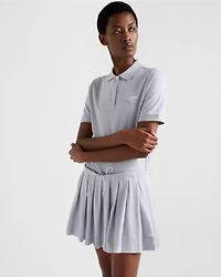 Pleated piqué miniskirt