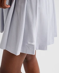 Pleated piqué miniskirt