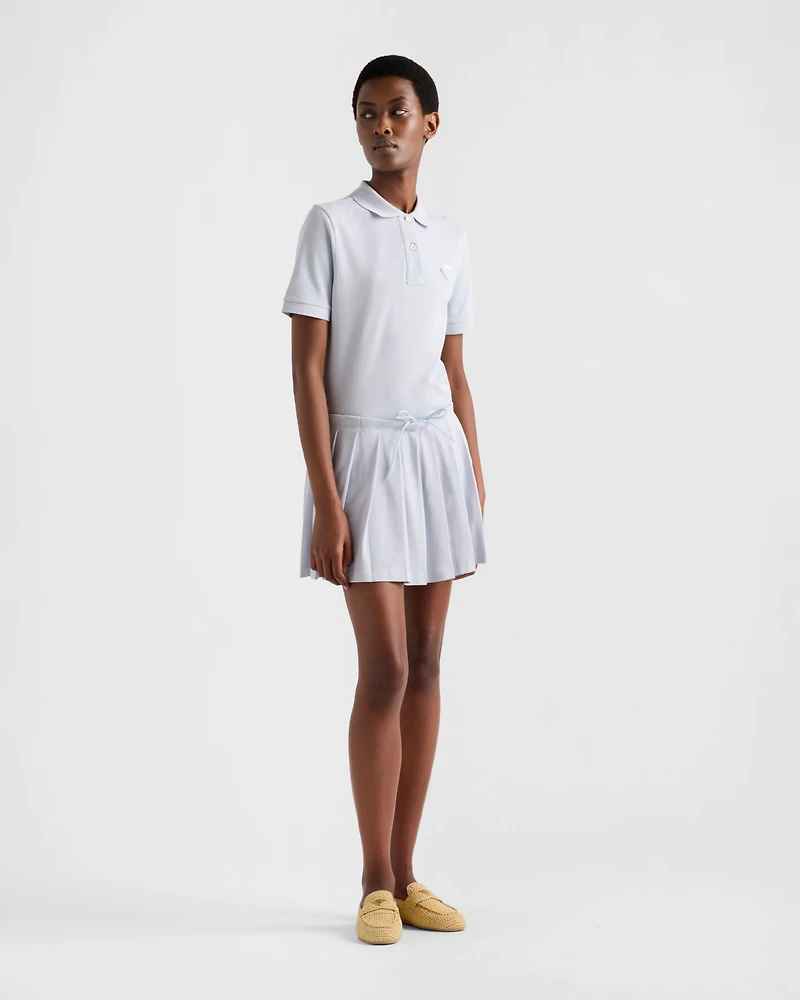 Pleated piqué miniskirt