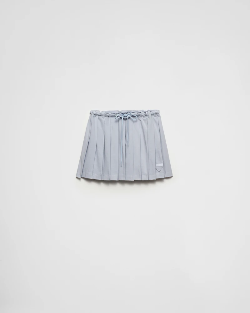 Pleated piqué miniskirt