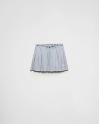 Pleated piqué miniskirt