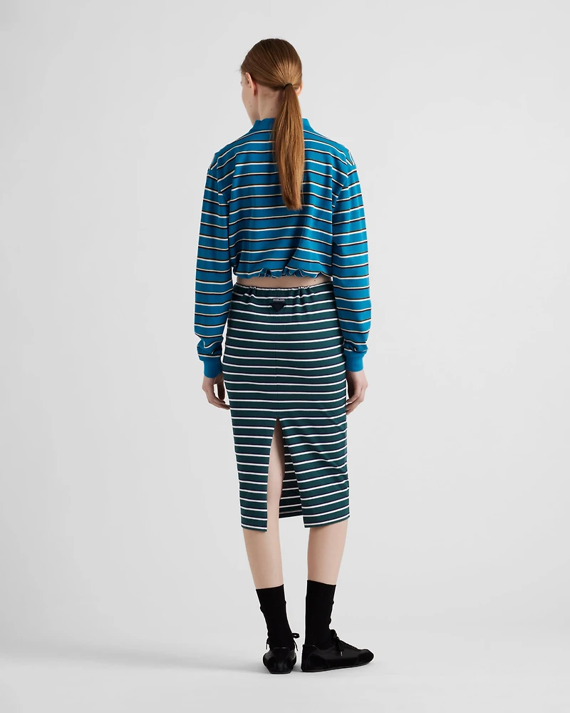Striped piqué skirt