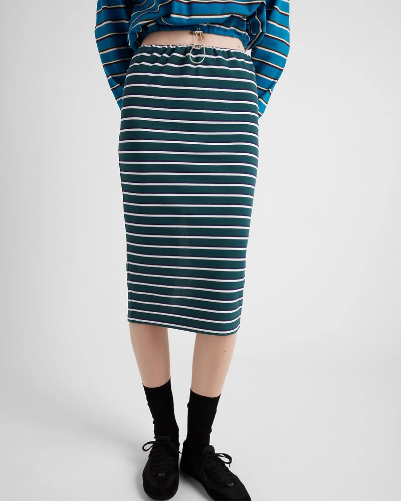 Striped piqué skirt
