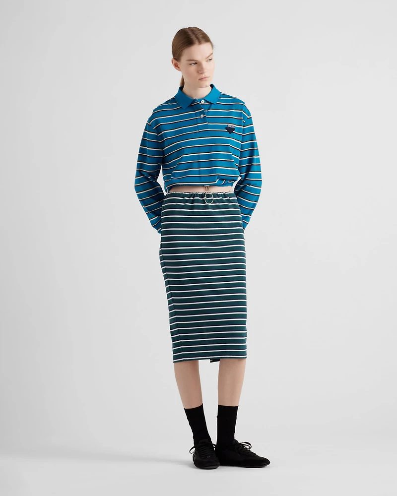 Striped piqué skirt
