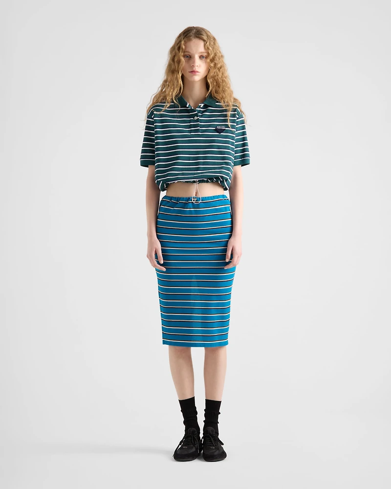 Striped piqué skirt