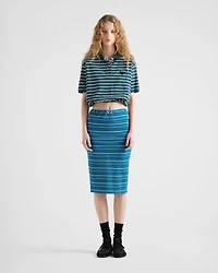 Striped piqué skirt