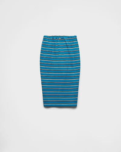 Striped piqué skirt