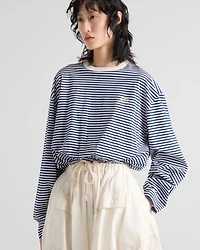 Long-sleeved striped jersey T-shirt