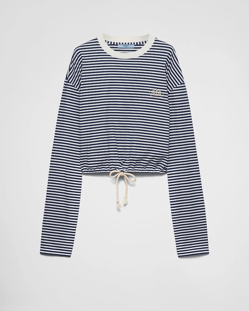 Long-sleeved striped jersey T-shirt