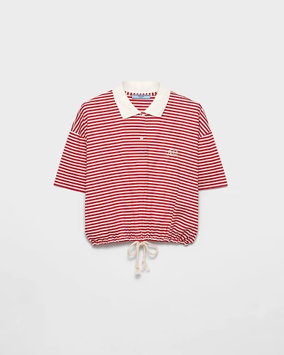 Striped jersey polo shirt