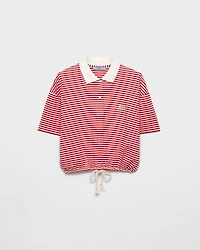 Striped jersey polo shirt
